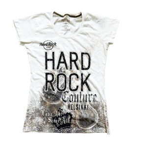 Women's Hard Rock Cafe Graphic T-shirt Size L Cream